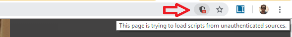 Mixed content : This page is trying to load scripts from unauthenticated sources.